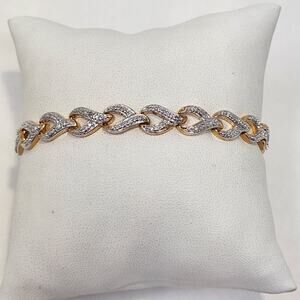 PAJ Gold Silver Tone Link Chain 7.5" Bracelet Two Tone Box Clasp Double Prong